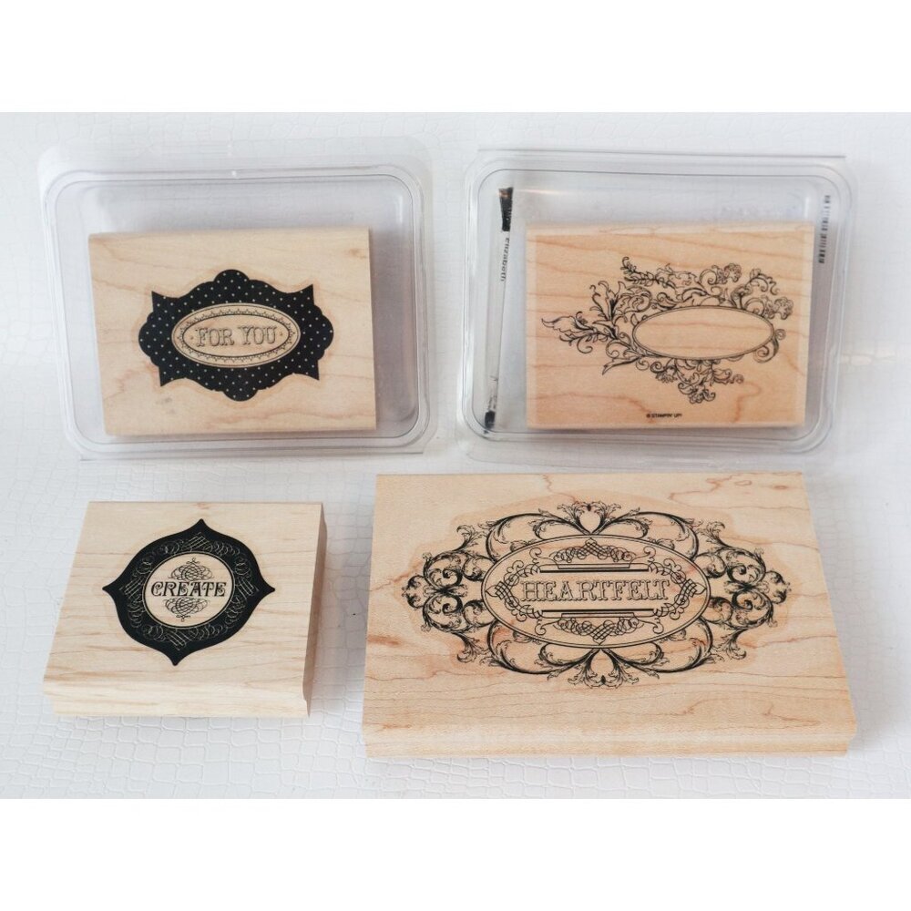 4 Vintage Rubber Stamps Easter Large HeartFelt Create For You Stampin Up